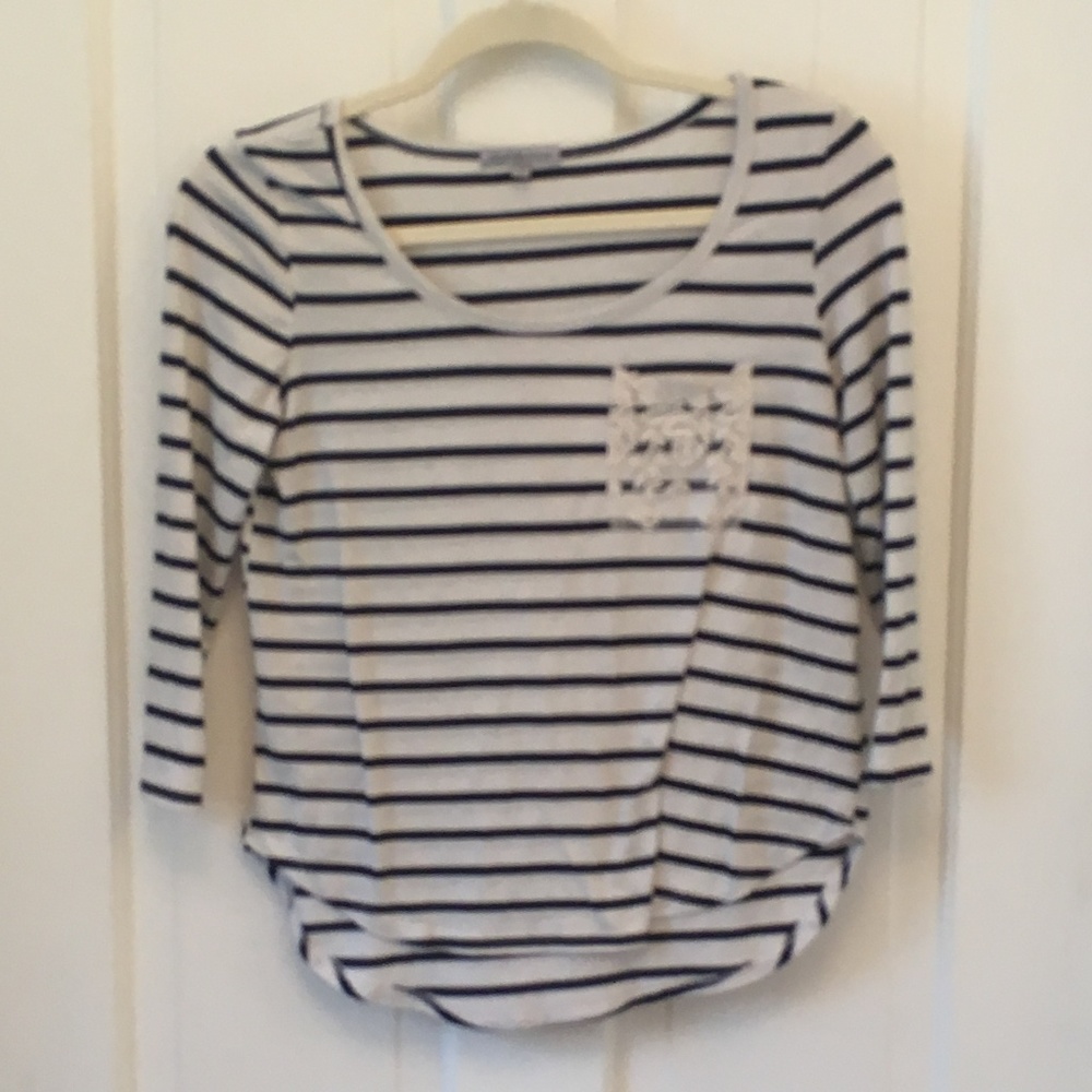 Black and off-white striped top